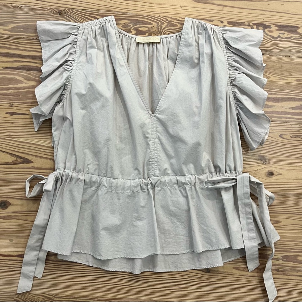 Ulla Johnson Iyla Flutter-Sleeve Peplum Top